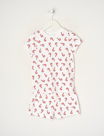 Sleep Mode Christmas Candy Cane Knit Short PJ Set, White, 2-8 product photo