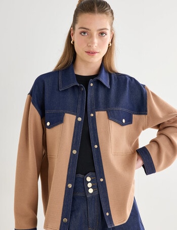 Mineral Ralph Knit & Denim Jacket, Brown product photo