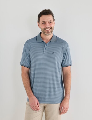 Chisel Herringbone Short Sleeve Quick Dry Polo Shirt, Denim product photo