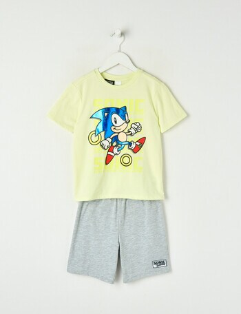 Licensed Sonic Gotta Go Faster Knit Short PJ Set, Fluro, 2-8 product photo