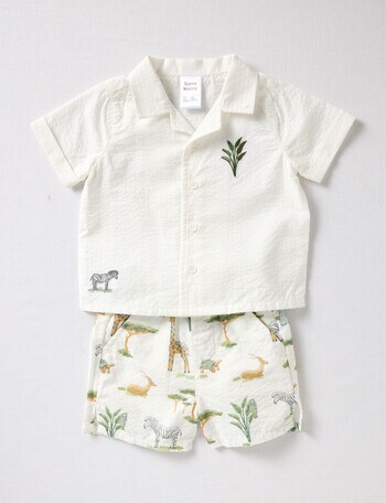 Teeny Weeny Safari Shirt & Short Set, 2-Piece, White product photo