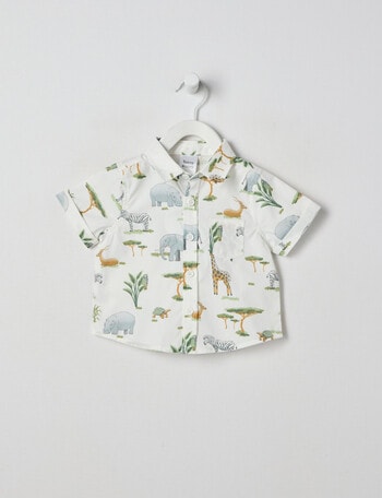 Teeny Weeny Safari Short Sleeve Shirt, White product photo