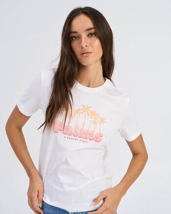 ONLY Henny Palms Cotton Tee, White product photo