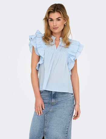 ONLY Sunny Cap Sleeve Frill Top, Cashmere Blue product photo
