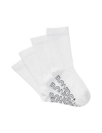 Bonds Logo Lite Crew Socks, 4-Pack, White product photo