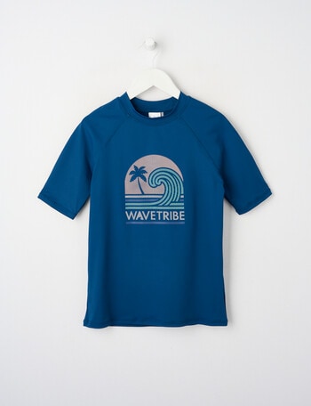 Wavetribe Palm Tree Short Sleeve Rash Top, Ink product photo