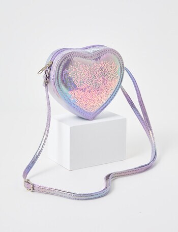 Mac & Ellie Heart Sequin Crossbody Bag, Lilac product photo