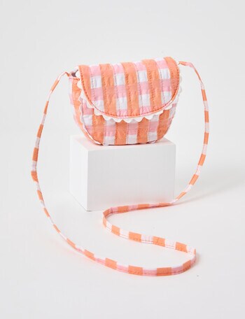 Mac & Ellie Gingham Crossbody Bag, Peach product photo