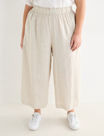 Studio Curve Linen Blend Crop Pant, Oatmeal product photo