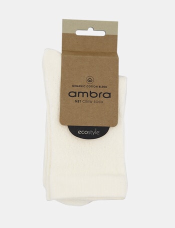 Ambra Organic Cotton Net Crew Sock, Buttercream product photo