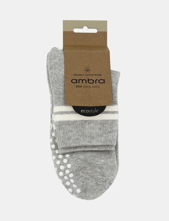 Ambra Organic Cotton Pilates Grip Crew Sock, Greymarle product photo