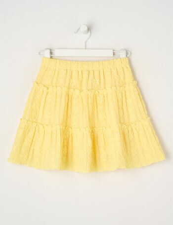 Mac & Ellie Broderie Tiered Skirt, Lemon product photo