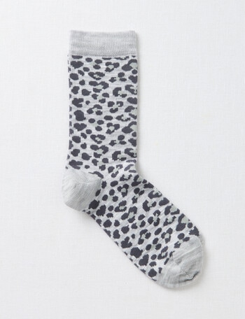 Columbine Animal Print Crew Sock, Light Grey, 4-11 product photo