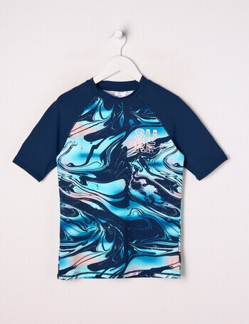 Wavetribe Marble Short Sleeve Rash Top, Night product photo