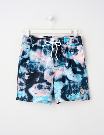 Wavetribe Tie Dye Swim Short, Teal product photo
