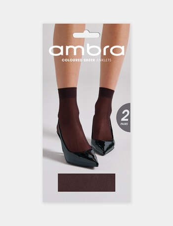 Ambra Coloured Sheer Anklet, 2-Pack, Fudge & White product photo