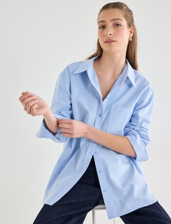 Mineral Fergus Oversized Oxford Shirt, Blue product photo