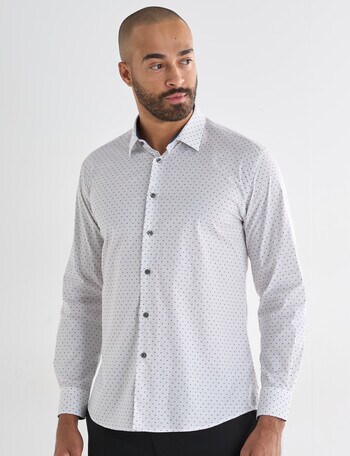 Laidlaw + Leeds Cubic Print Long Sleeve Shirt, White product photo