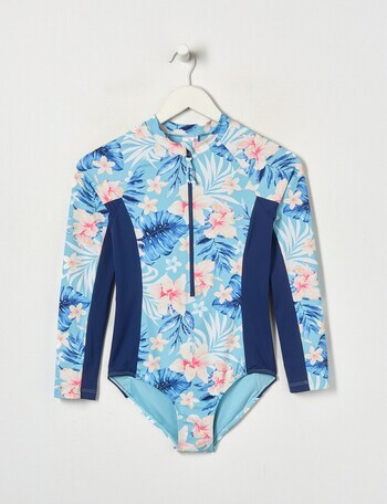 Wavetribe Tropical Floral Long Sleeve Rashsuit, Navy product photo