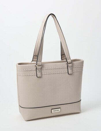 Pronta Moda Stitch Detail Tote Bag, Bone product photo