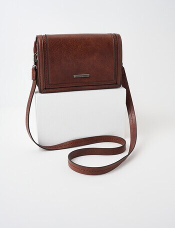 Pronta Moda Saddle Stitch Crossbody Bag, Brown product photo