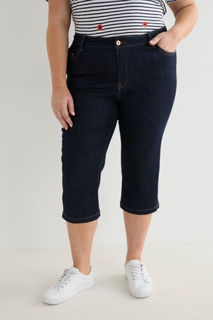 Denim Republic Curve Skinny Crop Pants, Dark Rinse product photo
