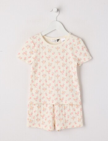 Sleep Mode Floral Pointelle Short PJ Set, Vanilla, 2-8 product photo