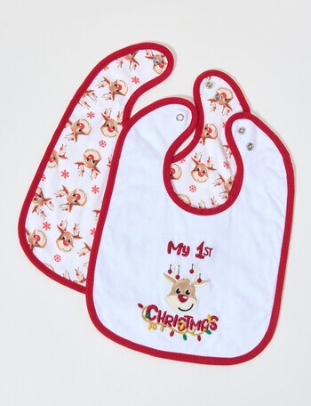 Teeny Weeny Bib Set, 2-Pack, Reindeer product photo