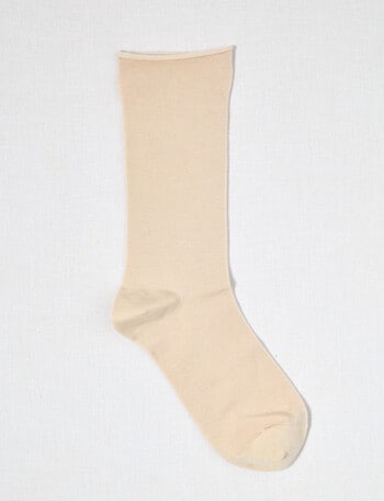 DS Socks Viscose Roll Top Sock, Oatmeal product photo