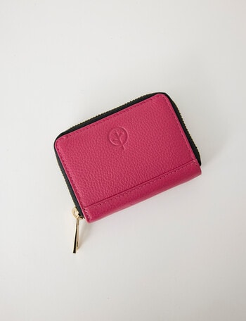 Carte Leather Small Zippy Wallet, Fuchsia product photo