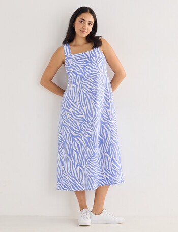 Zest Linen Animal Strap Dress, Ultramarine product photo