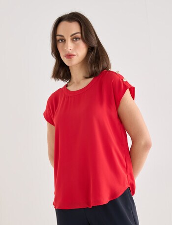 Oliver Black Detail Overlay Top, Red product photo