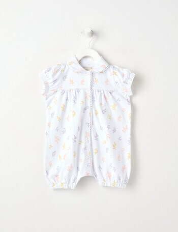 Little Bundle Essentials Stretch Cotton Leaves All in One, White & Multi product photo