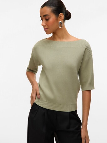 Vero Moda Jemma Boatneck Knit Top, Seagrass product photo