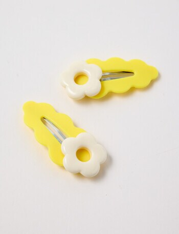 Mac & Ellie Daisy Clip Set, Lemon, 2-Piece, Lemon product photo