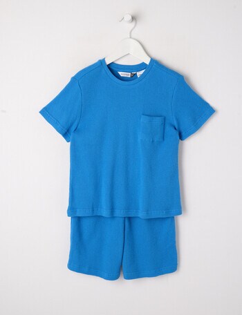 Sleep Mode Waffle Short PJ Set, Bright Blue, 2-8 product photo