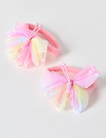 Mac & Ellie Butterfly Tulle Hair Ties, 2-Piece, Pink product photo