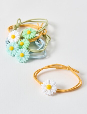 Mac & Ellie Daisy Charm Hair Ties, 6-Piece, Green product photo