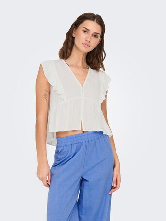 ONLY Rian Flounce Top, Cloud Dancer product photo
