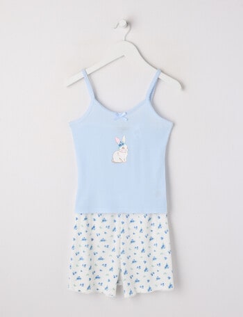 Sleep Squad Bunny Waffle Cami PJ Set, Barely Blue, 8-16 product photo