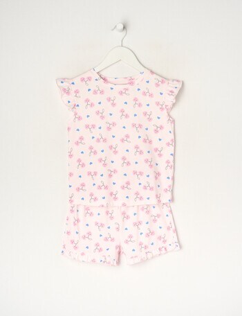 Sleep Mode Cherries Knit Short PJ Set, Barely Pink, 2-8 product photo