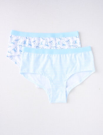 Blue Ink Bows Boyleg Brief, 2-Pack, Blue & White, 4-14 product photo
