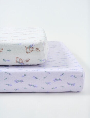 Teeny Weeny Flannelette Fit x2 Cot Sheet Set, Lavender product photo
