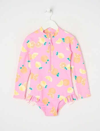 Wavetribe Lemons Long Sleeve Rashsuit, Candy Pink product photo