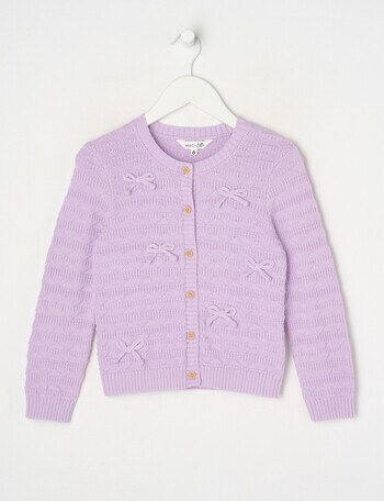 Mac & Ellie Bows Knit Cardigan, Lilac product photo