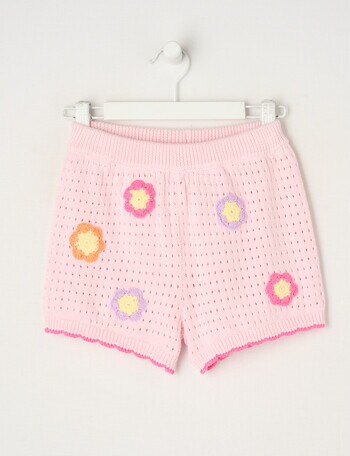 Mac & Ellie Crochet Look Shorts, Blush product photo