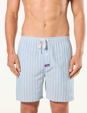 Mitch Dowd Pinstripe Woven Cotton-blend Sleep Shorts, Light Blue product photo
