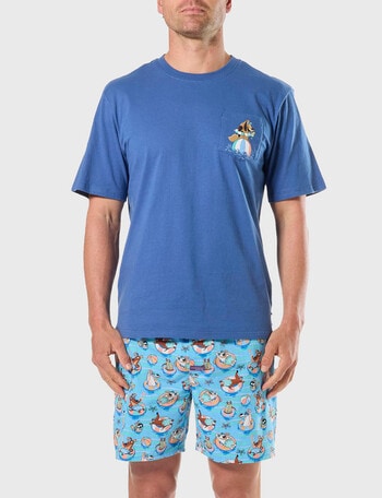 Mitch Dowd Floating Dog Cotton PJ Set, Blue product photo