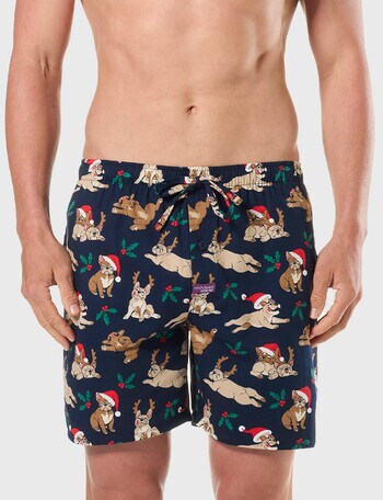 Mitch Dowd Xmas Dogs Sleep Shorts, Navy product photo