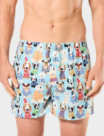 Mitch Dowd Doggie Shirt Cotton Boxer Short, Pale Blue product photo